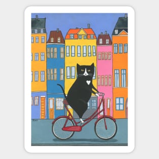 Tuxedo Cat Copenhagen Bicycle Ride Sticker